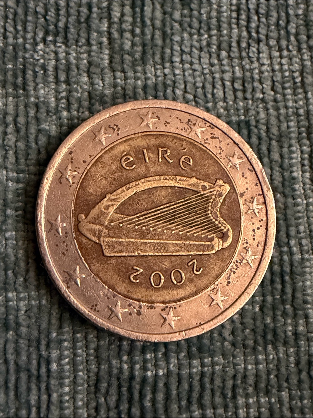 2002 Irish Euro Coin - Harp Design Copper Tone